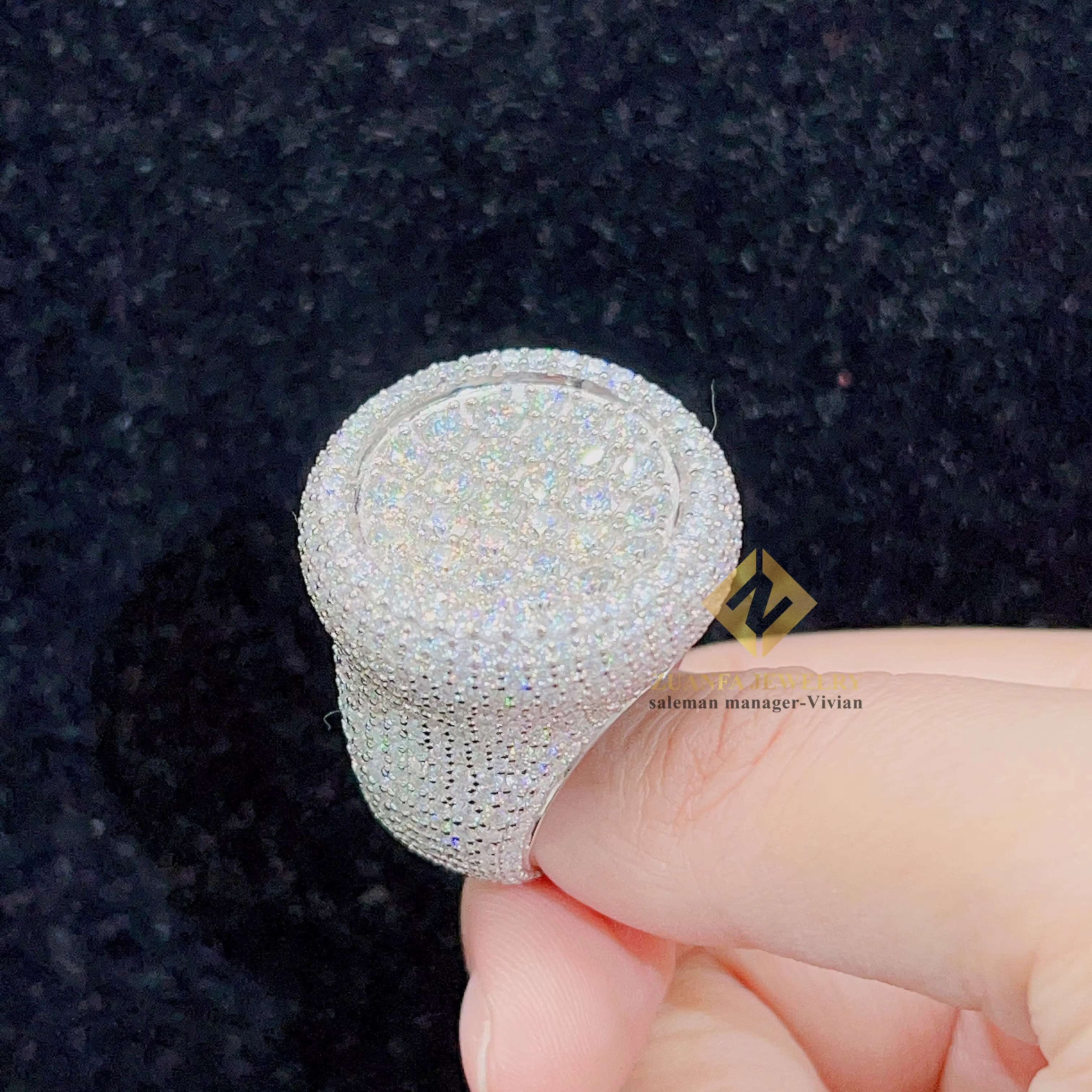 Ready to Ship Men S925 Sterling Silver Real Gold Plated Clawing Set Vvs Moissanite Diamond Iced Out Hip Hop Ring