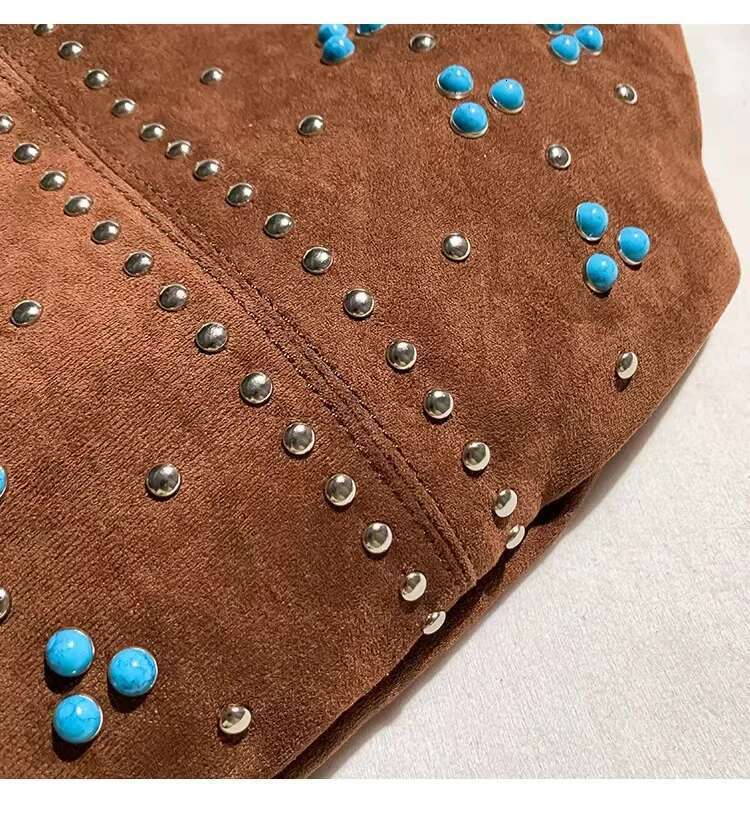 Autumn Winter Veet Fashion Moon Beads Beaded Women's Handbag Lady Purse Female Shoulder Messenger Casual Bag