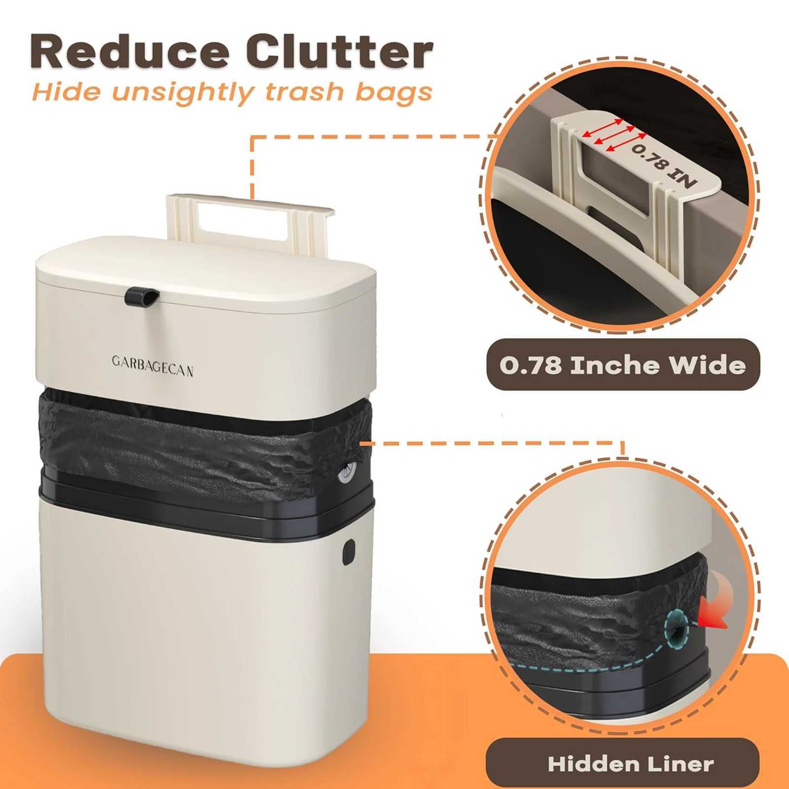 High end household non perforated garbage bin light luxury kitchen door seam hanging wall garbage bin C251120