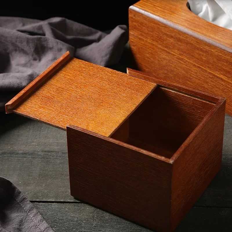 Wooden Tissue Box Light Luxury Living Room Dining Room Wooden Napkin Holder Car Tissue Holder Kitchen Storage Supplies C251120
