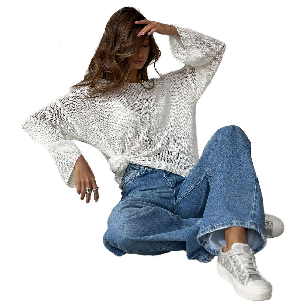 hoodie Women's Wear Simple Solid Color Long Sleeved Spring New Knitted Hollow Top Versatile Casual Sweater jacket