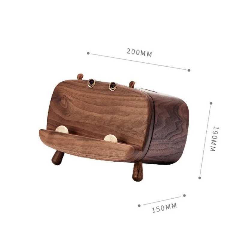 Light Luxury Solid Wood Hippopotamus Tissue Box Living Room Desktop Paper Box Mobile Phone Holder Creative Decorative Gift C251120