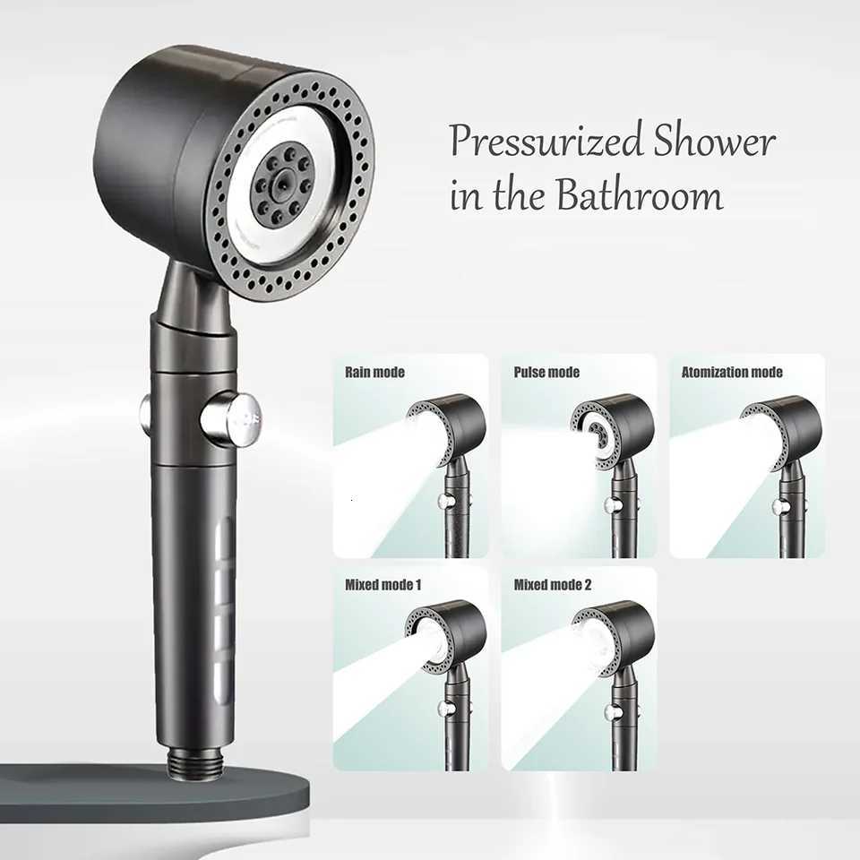 High Pressure Water Saving Filter Shower Head 5 Modes Handheld Shower Head One Button Stop Bathroom Accessories SetM251120