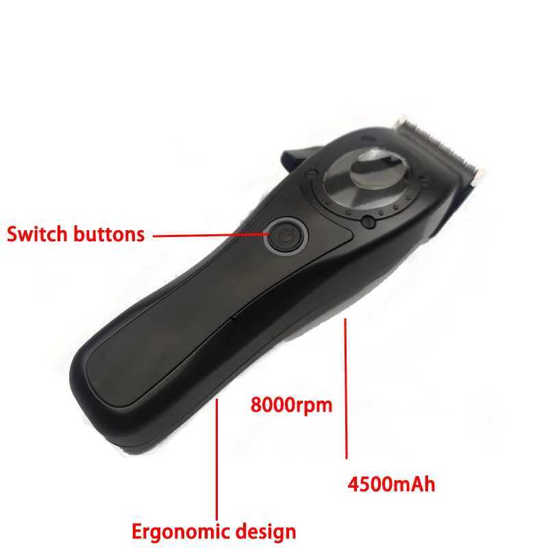 4500 mAh Professional Hair Clipper Electric Mens Trimmer with 8000RPM Seat Charging Large Capacity Battery DLC Coated BladesT251120