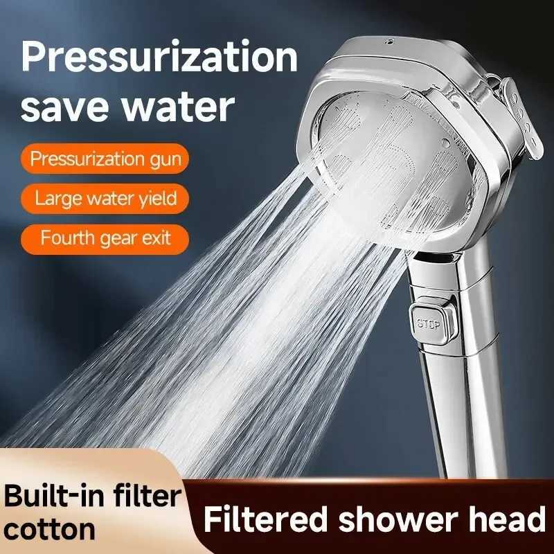 Hexagonal Pressurized Shower Head Four-speed Supercharged Hard ABS Fall-resistant Water Filter Bathroom AccessoriesM251120