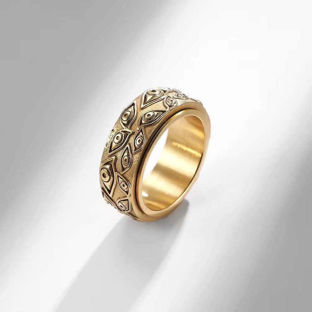 DHCollections Engraved Stainless Steel Ring for Men Rotating Matte Band Jewelry Multiple Sizes