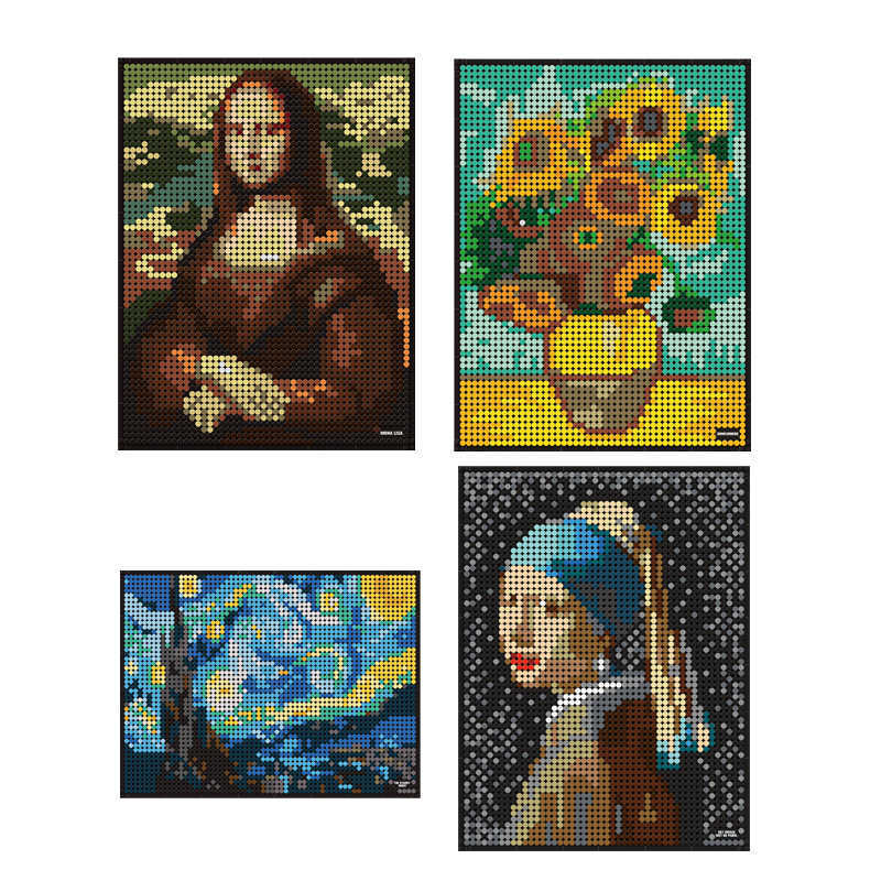 World famous paintings: Mona Lisa; Starry Night; Sunflowers; Girl with a Pearl Earring. L251120