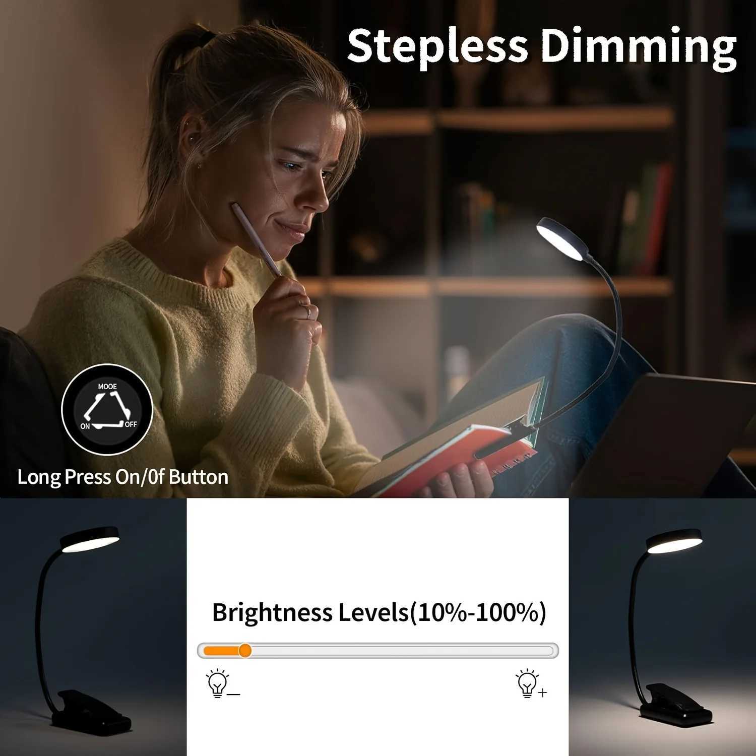 Black 1/2/4pcs Circular book holder lamp 31 lamps USB charging version reading lamp with 3 color temperatures variable dimming M251120