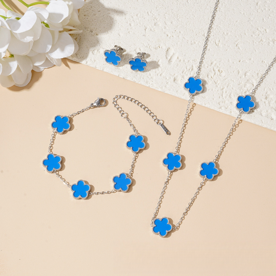 Free Luxury Shipping Of Designer Bracelets Clover Bracelet Fashion Jewelry Five-leaf Flower Three-piece Set Necklace Bracelet Earrings Stainless Steel