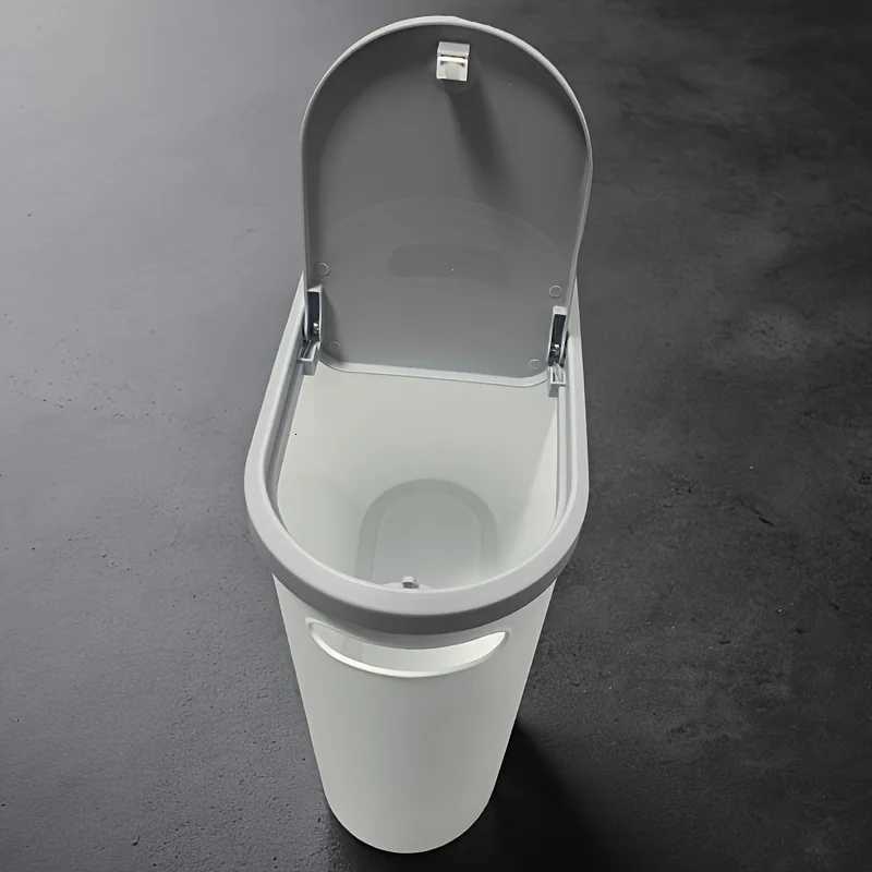 Large-capacity bathroom trash can family creative narrow-space trash can bathroom covered foot-operated trash can C251120