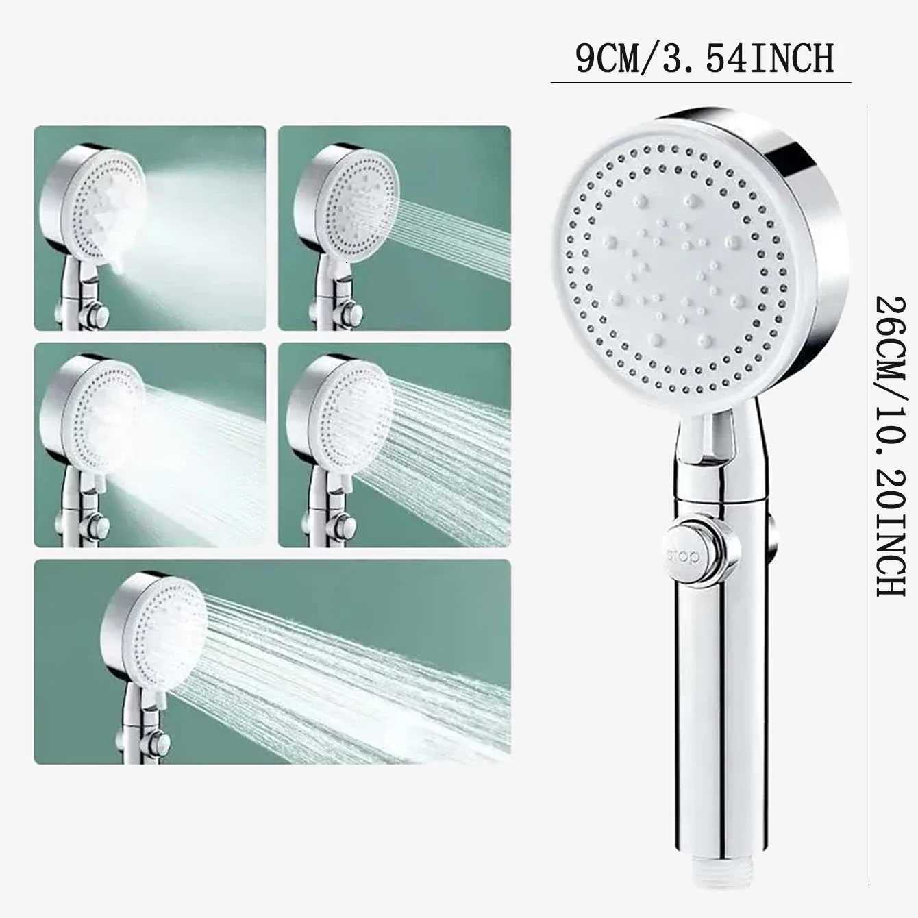 Shower Head Water Saving 5 Mode Adjustable High Pressure Shower One-key Stop Water Massage Eco Shower Bathroom AccessoriesM251120