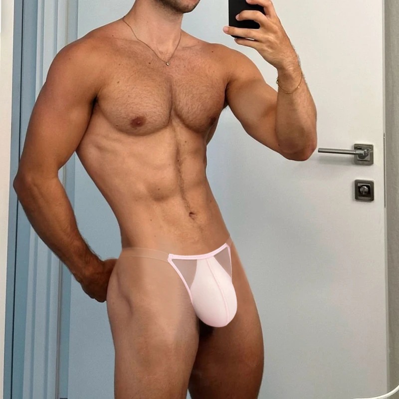 ADANNU Mens Underwear Fabric Low Waist Transparent Mesh Sexy Bikini 001 Ultra Thin Breathable Briefing 250417
