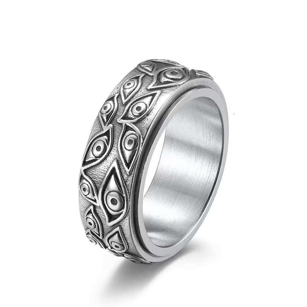 DHCollections Engraved Stainless Steel Ring for Men Rotating Matte Band Jewelry Multiple Sizes