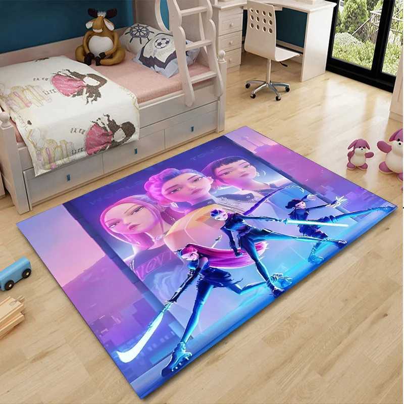 KPop Demon Hunters Carpet Rumi Mira Zoey Lounge Rug luxury Bedroom Bedside Floor Mat DecorM251120