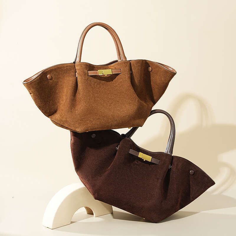 Luxury Bags Designer Niche Genuine Leather Dumpling Suede Shoulder Bags Cowhide Top Handle Bags Commuter High End Large Capacity Beach Bags Women'