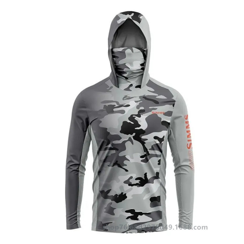 SIMMS fishing suit flying fishing lure hoodie outdoor sun protection suit UPF50+with hat and face mask sea fishing suit 250331