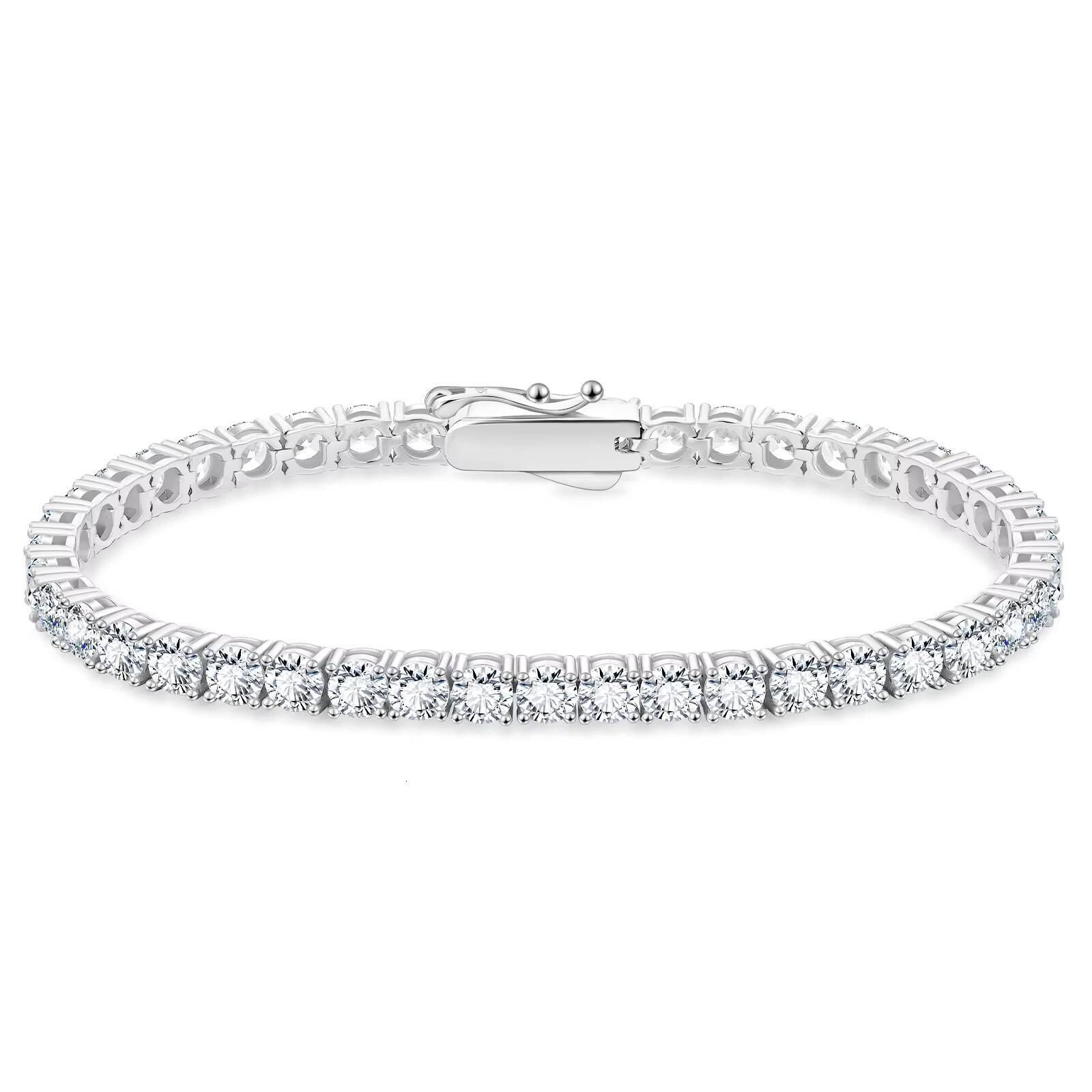 2mm 3mm Cubic Zirconia 925 Sterling Silver Bridal Wedding Jewelry 14K White Gold Plated Women Men Diamond 5A CZ Tennis Bracelets