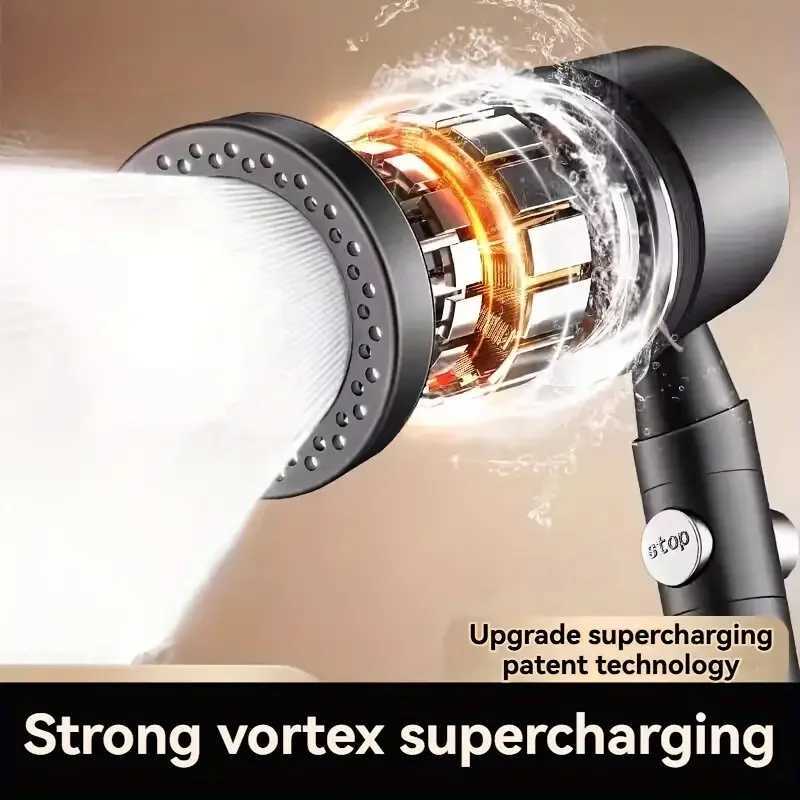 5 Modes Handheld Shower HeadNew High Pressure Water Saving Filter Shower Head One Button Stop Bathroom Accessories SetM251120