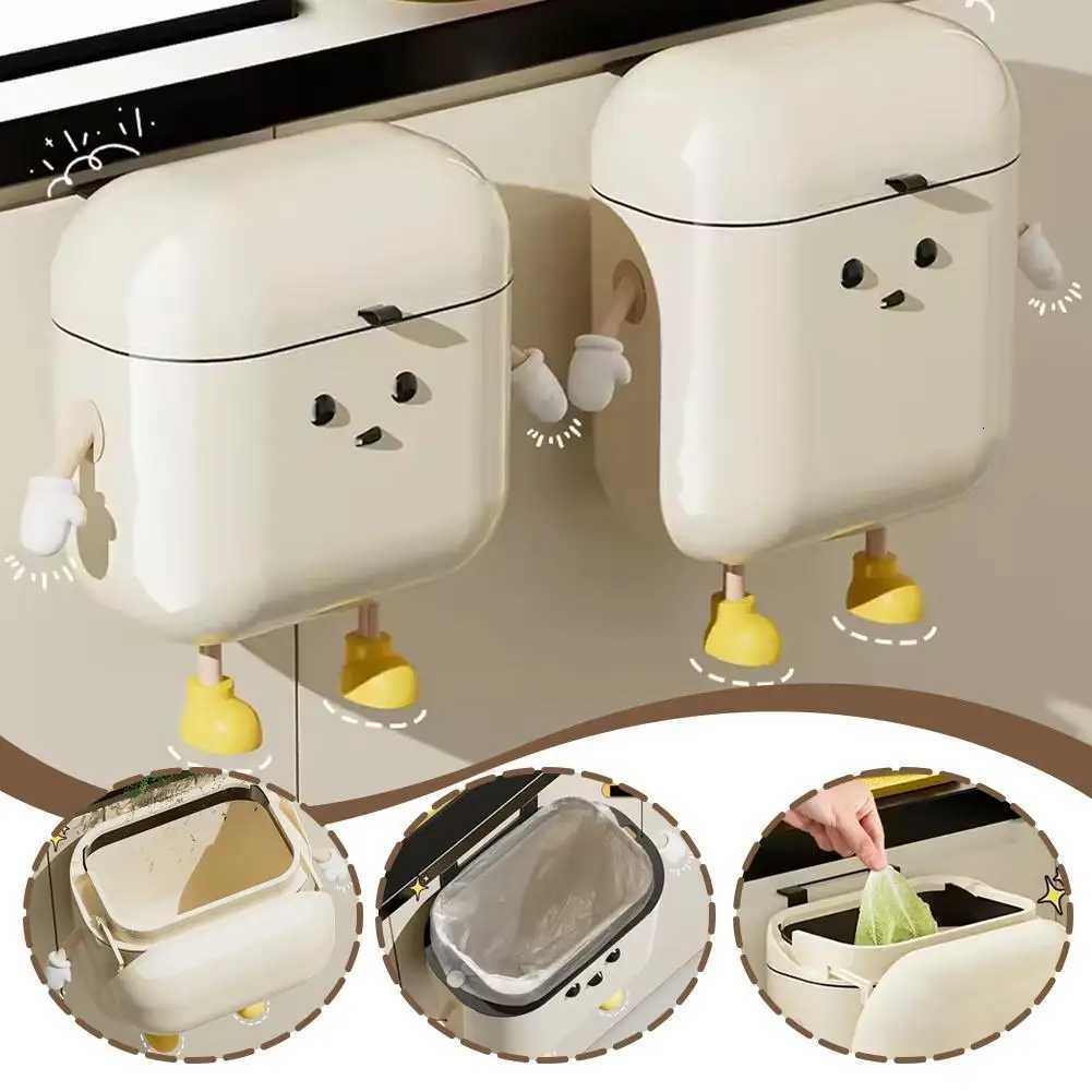 Kitchen Trash Can Bathroom Kitchen Use Trash Can Hanging Design Kitchen Garbage Bin With Lid For Under Sink 9L 12L Capacity C251120