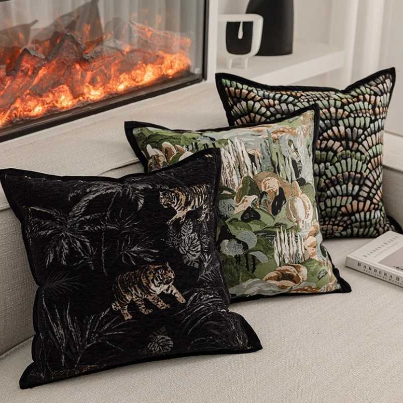 Pillow Case Itan Luxury Jacquard Cushion Cover Modern Tropical Forests Covers Decorative Texture Design Home Decor Sofa case C251120