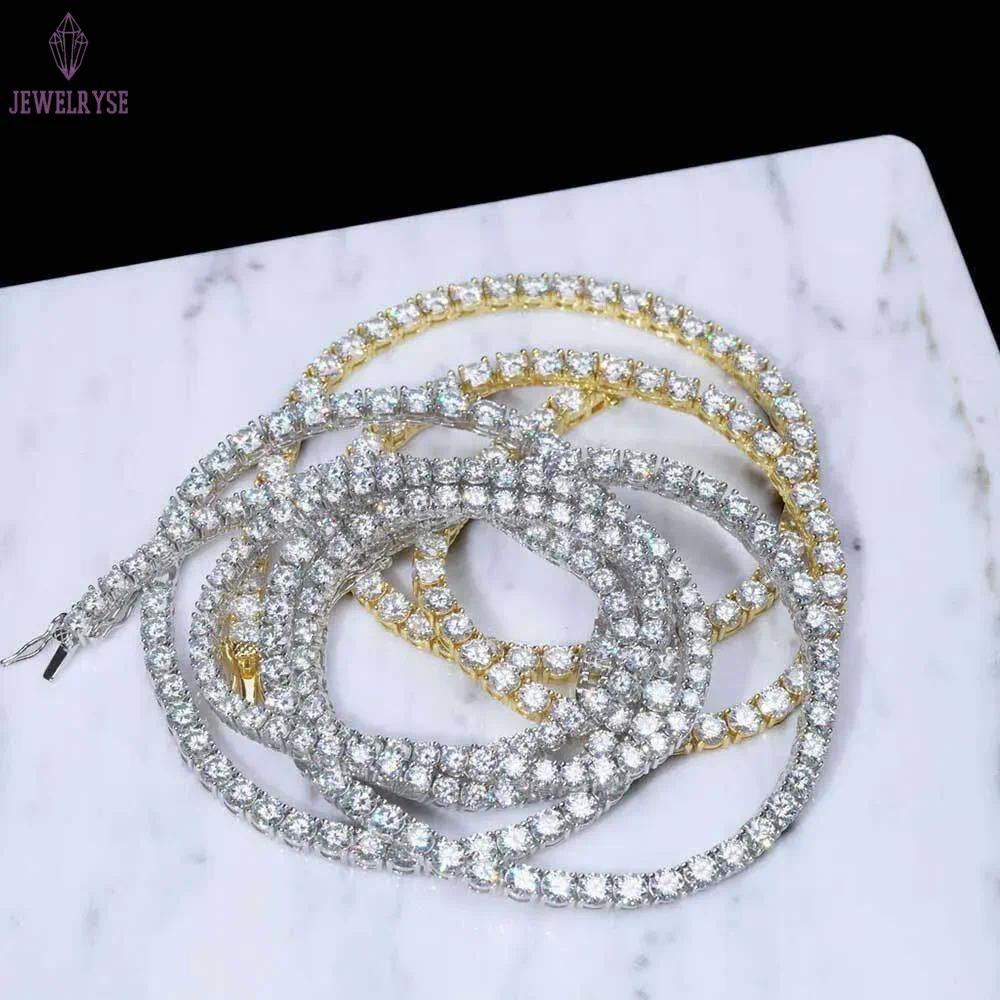 HipHop Jewelry ice out 3mm 4mm 5mm 6mm 925 sterling silver VVS Moissanite Diamond Tennis Link Chain Bracelet Necklaces