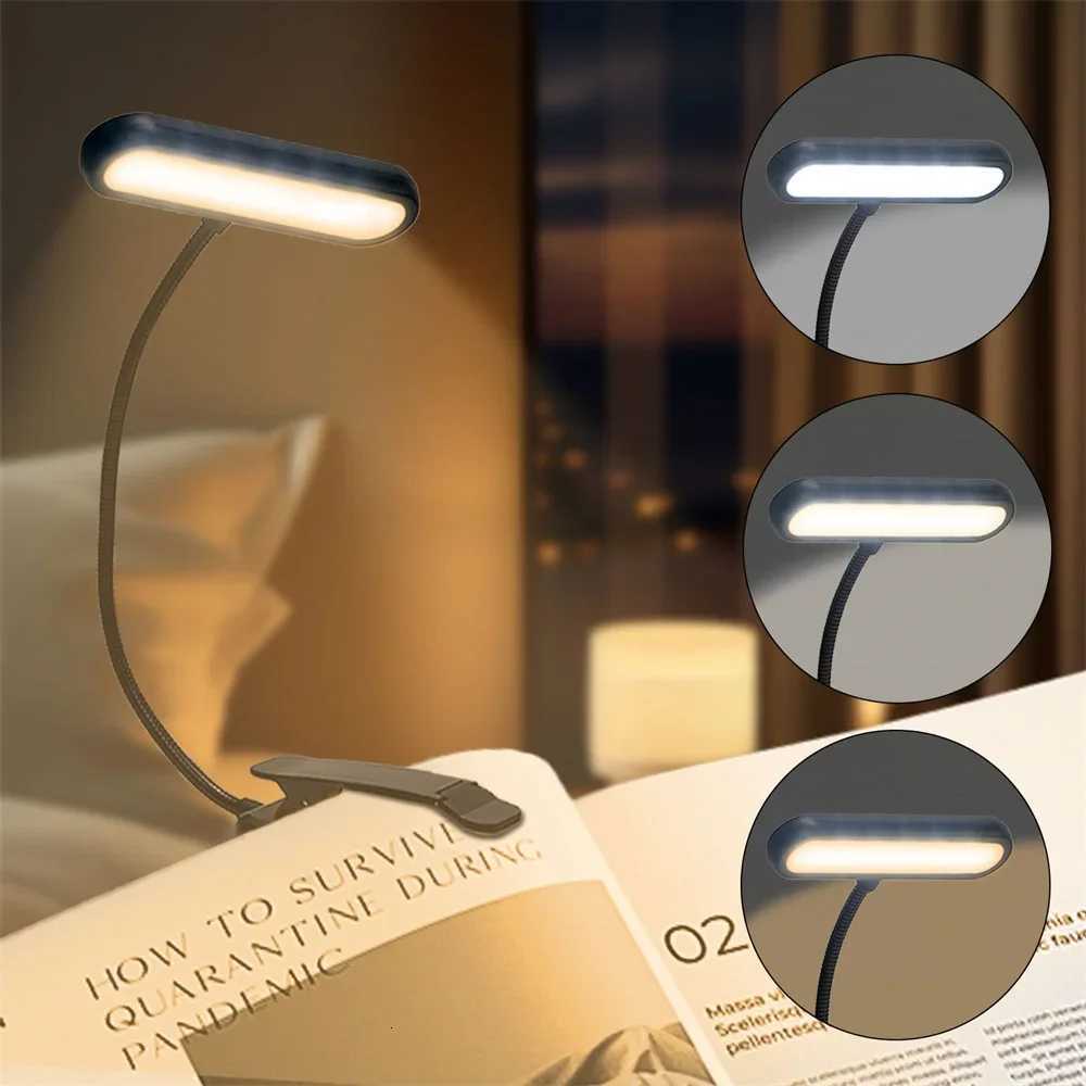 LED Reading Lamp Book Clip Lights USB Rechargeable 3 color Temperatures Eye Protection Portable for Study Work Reading Lighting M251120