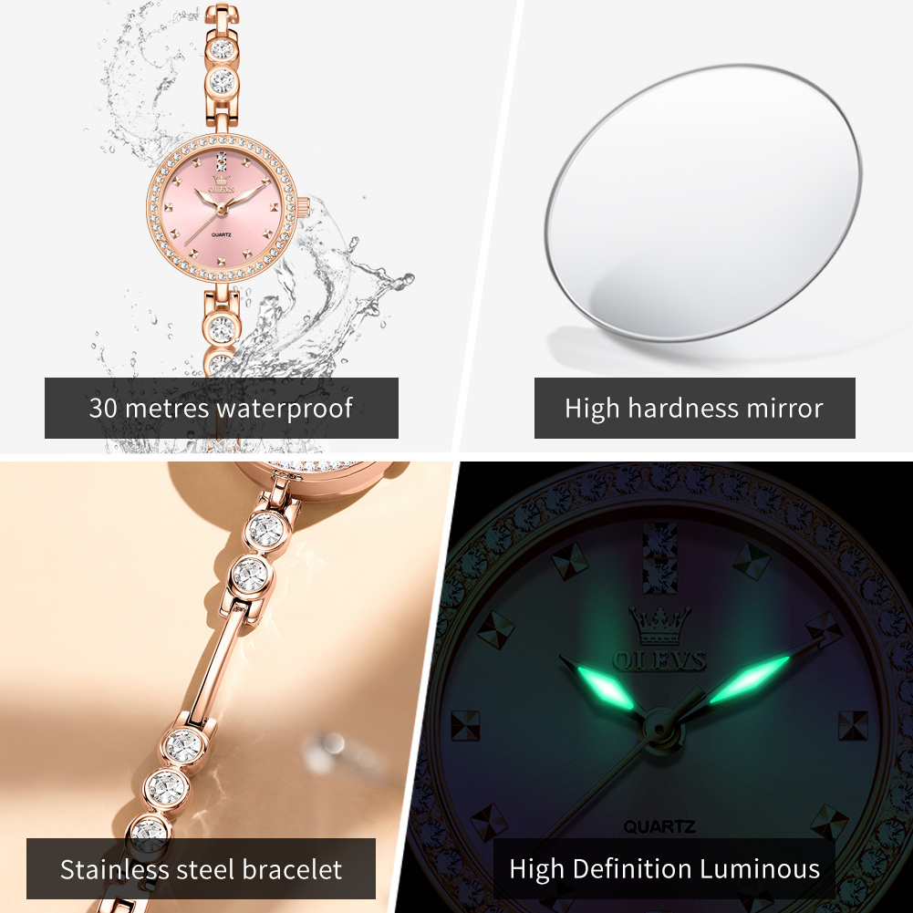 OLEVS Designer Casual Waterproof Outdoor Exquisite Diamond Strap Fashionable Bracelet Ladies' Watch Luxury Women's Watch Free Delivery