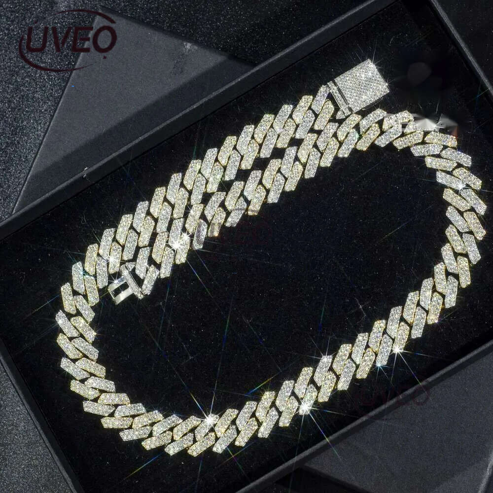 Custom Iced Out Sterg Pendant Moissanite Dia Designer Fashion Necklaces Sier Miami Cuban Chain GRA 14mm 2 Rows Gold Hip Hop Necklace Jewelry for Men