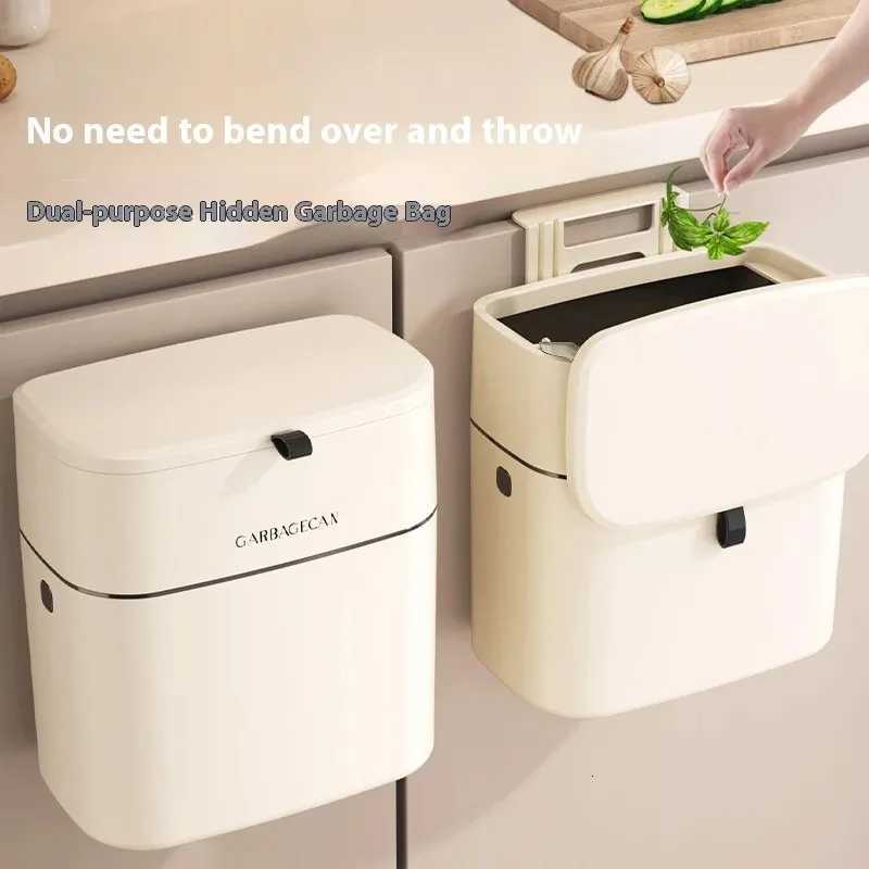Kitchen Trash Can Multi-layer Dry Wet Separation Garbage Storage Bin Large Press-type Paper Basket with Pulleys Home Supplies C251120