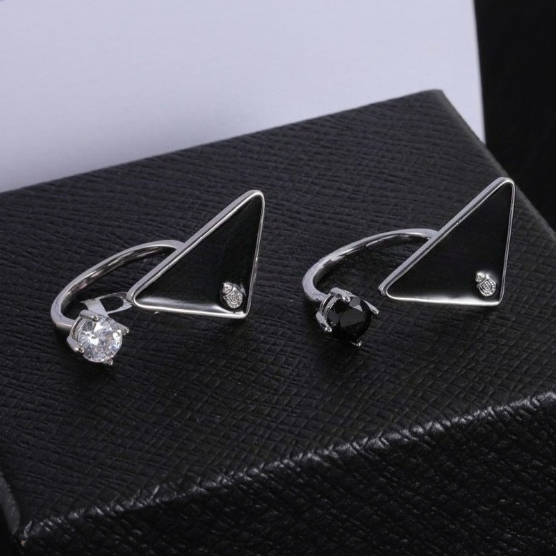 Unisex Ring Designer Triangle Letter Rings for Man and Woman Luxury Diamond Open Ring Couple Rings Fashion Jewelry High-quality