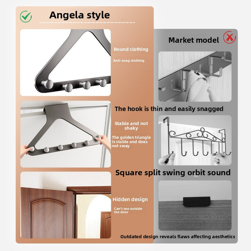 Over-the-Door Hook No-Drill Bedroom Back Storage Rack Magic Door Clothes Hanger