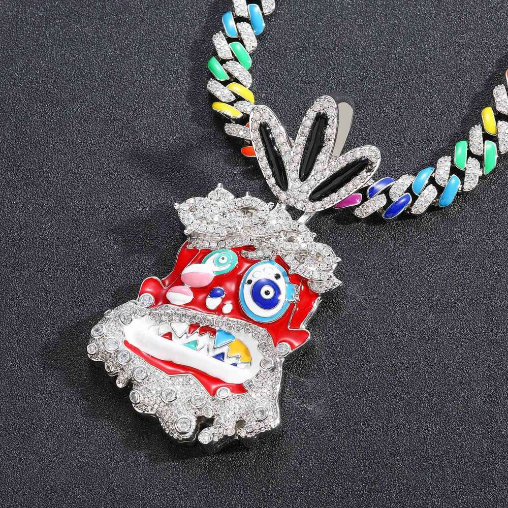 Luxury designer Cartoon Avatar pendant Colored Ice Out VVS Moissanite Hip Hop Necklace with free shipping