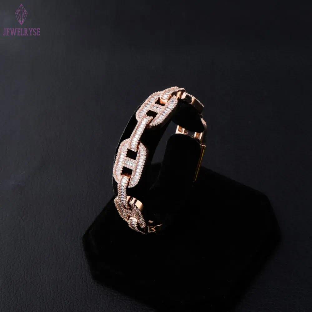 14mm Big Box Clasp Cuban Link Bracelet Tennis Gold Sier Plated Iced Out Baguette Zircon Men Hip hop Jewelry