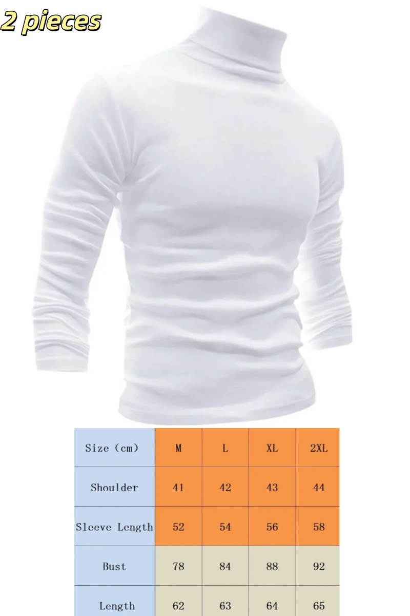 Men's T-Shirts Cotton Spandex Material LARGE Elastic Turtleneck Pullover Sweaters, Slim Fit Long Sleeve Knitted Casual Sweatshirts Clearance Sale
