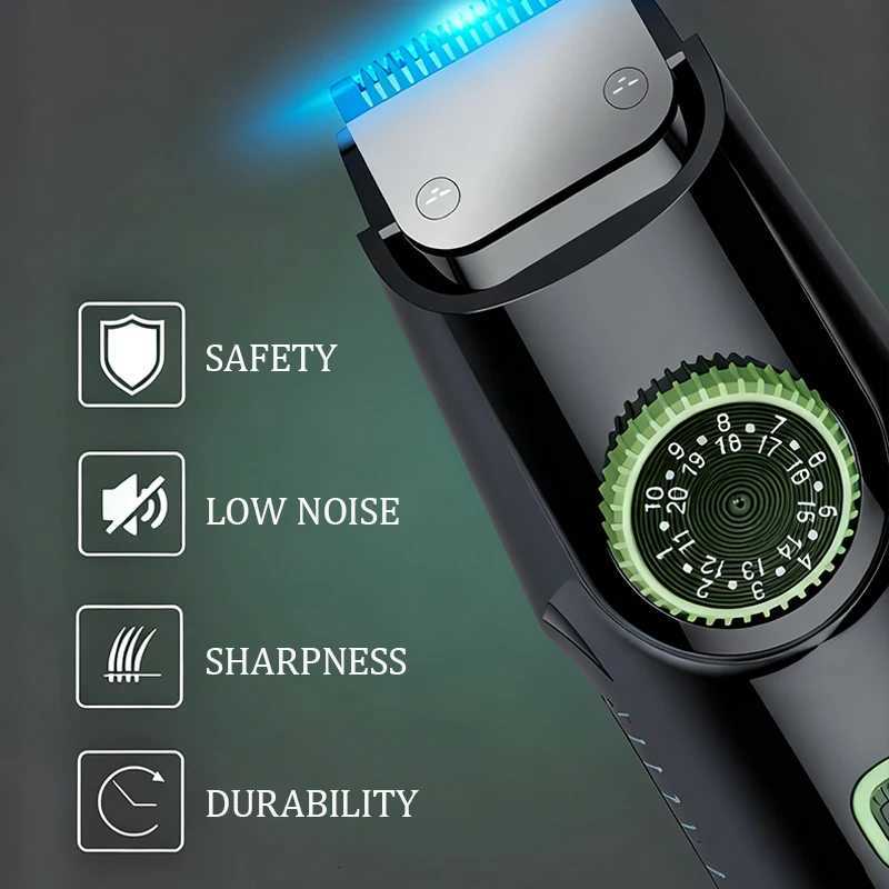Cordless Electric Hair Trimmer IPX4 Waterproof Professional Hair Clipper Rechargeable Builtin Vacuum Multifunctional Men RazorT251120