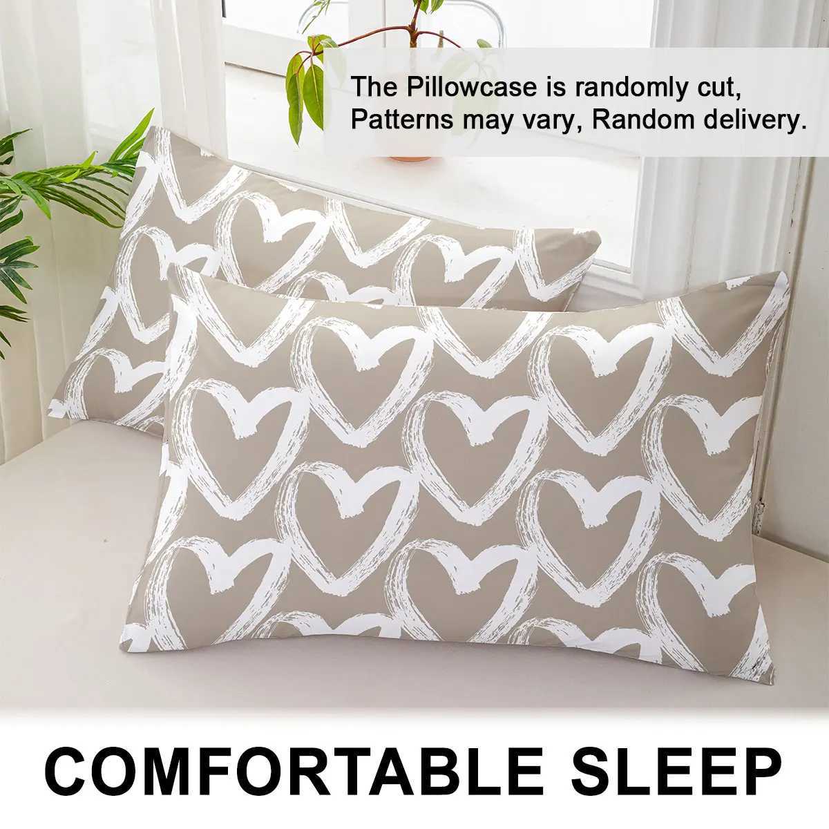 Pillow Case 2pcs/4pcs Heart Pattern Cover Set Inner Not Included Soft Comfortable Suitable For All Seasons C251120