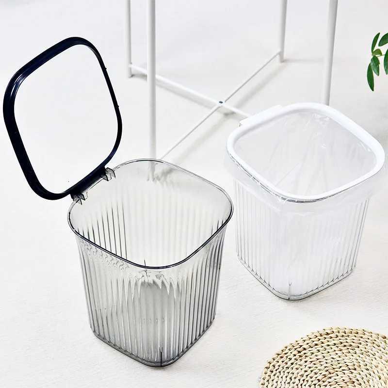 Transparent Thicken Trash Can Luxury Stripe Garbage Container Home Office High Capacity Waste Basket Garbage ification C251120