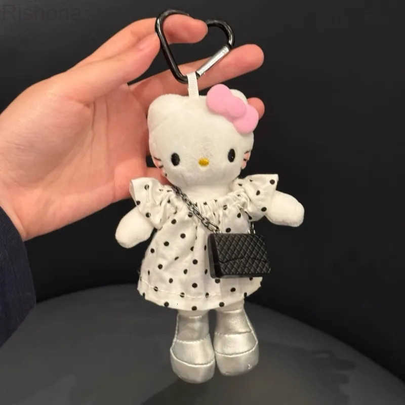 Sanrio Cute Hello Kitty Plush Doll Toy Love Buckle Keychain Pendant Bag Hanging Ornament Girly Overalls KT Cat Ragdoll Kids Gift H251120