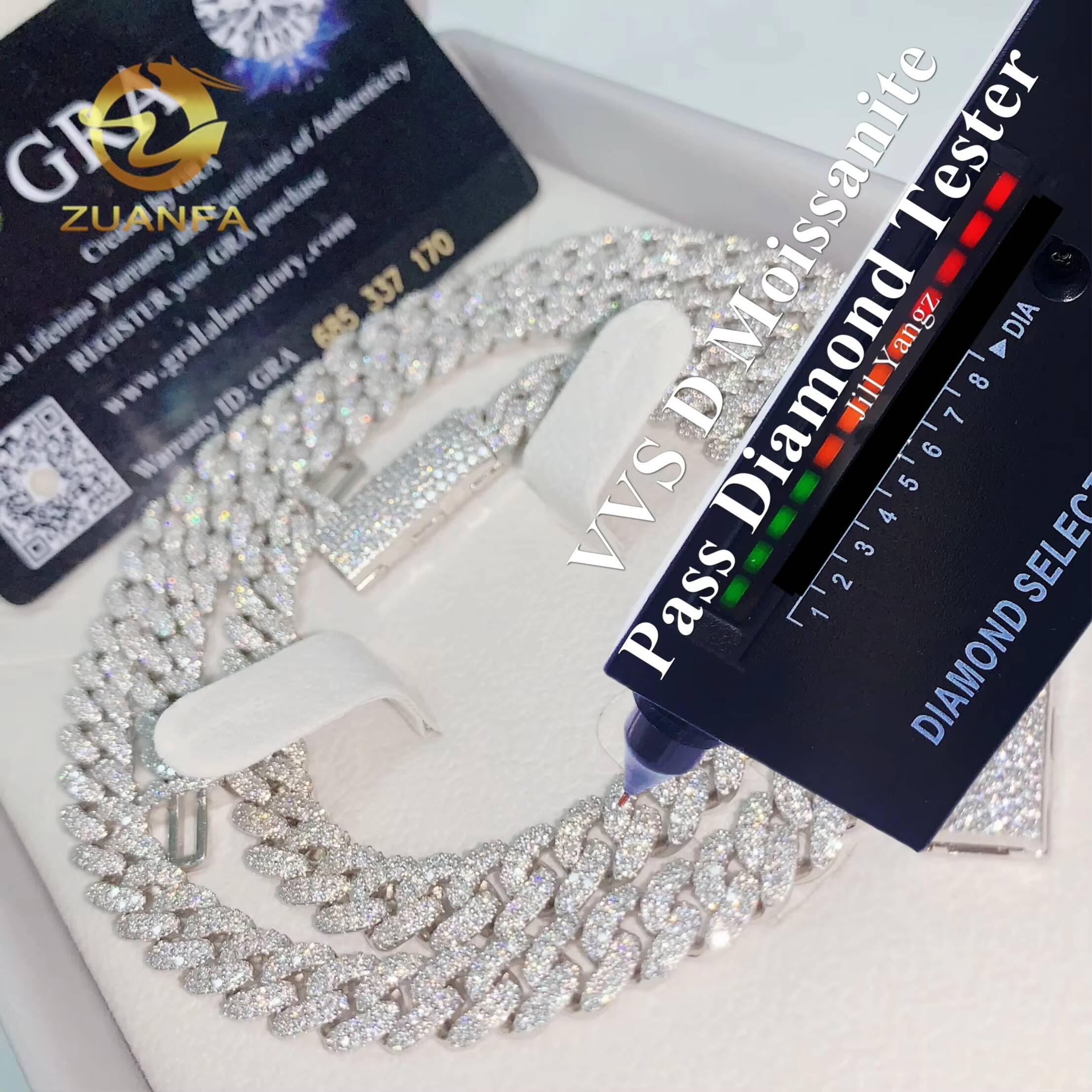 Affordable Fine Jewelry Cuban Link Chain Necklace Moissanite 8mm Soldier Chain Moissanite Chain Cuban Links 925