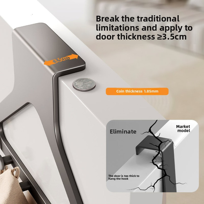 Over-the-Door Hook No-Drill Bedroom Back Storage Rack Magic Door Clothes Hanger