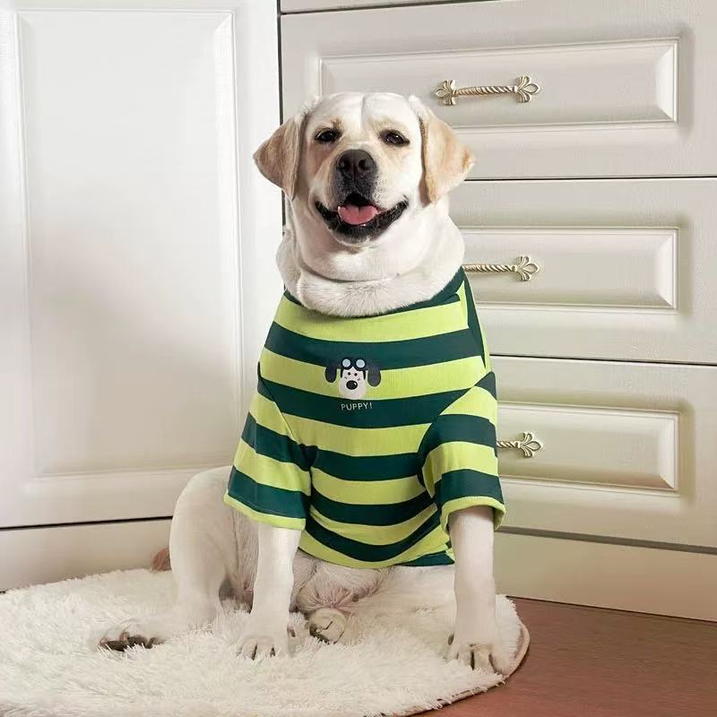 T0025Dog clothes large dog summer thin striped clothes Labrador golden retriever net celebrity trendy brand dog clothes