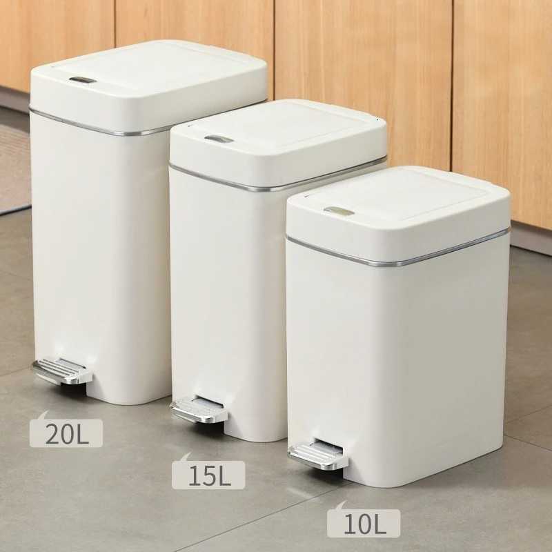 1 Pack Large Capacity Trash Can Press Foot Pedal To Open Lid Paper Basket Storage Bin Office Bedroom Living Room Bathroom C2511200