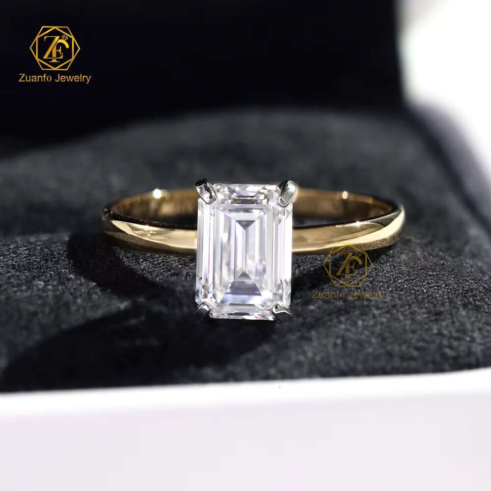 High Quality 14K 18K Gold Solitaire Jewelry IGI Certified CVD D VVS2 1.86CT Emerald Cut Lab Grown Diamond Engagement Ring