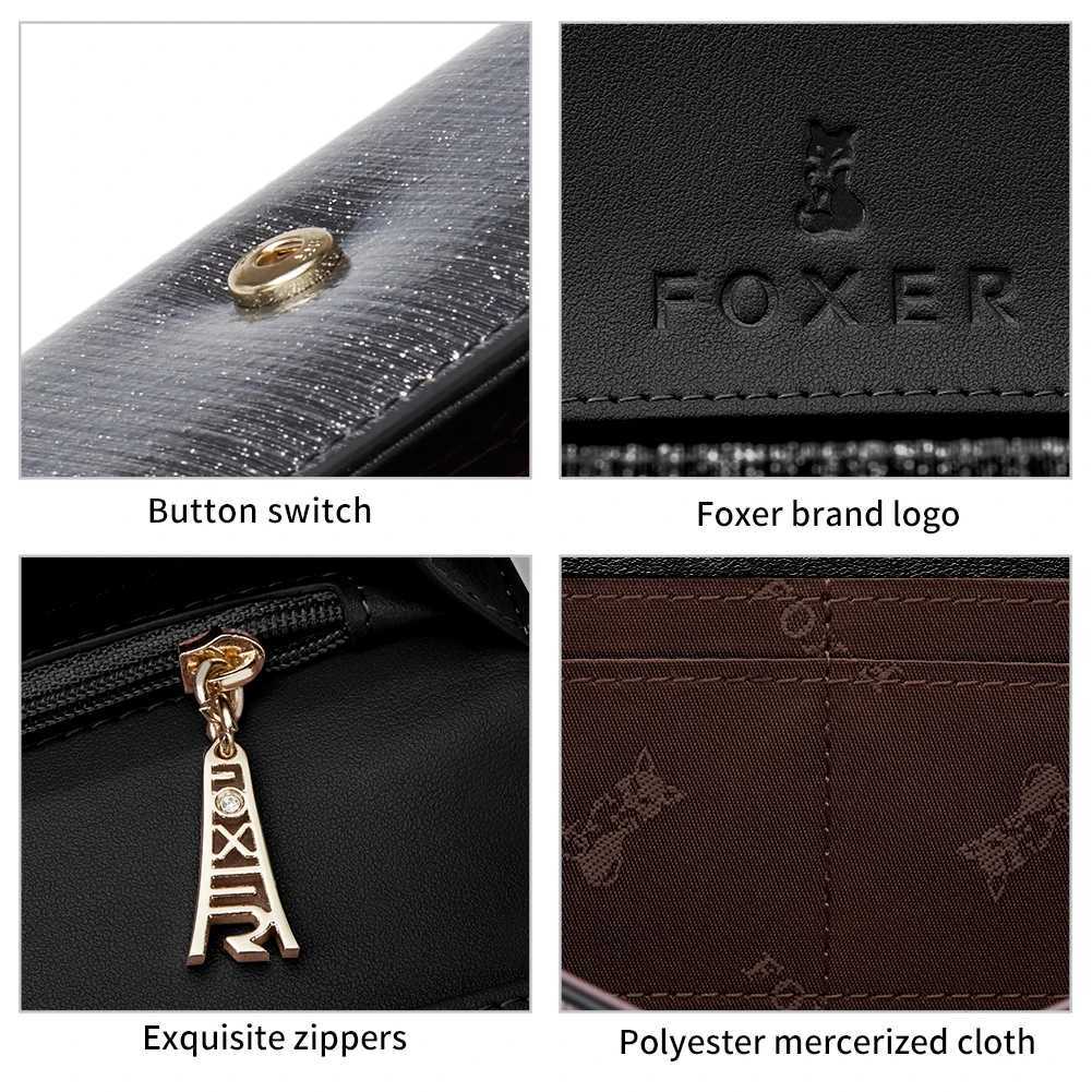 FOXER Brand Womens Split Leather Long Wallet Female Chic Clutch Cellphone Bags Lady Fashion Coin Card Holder Shiny Luxury PurseW251120