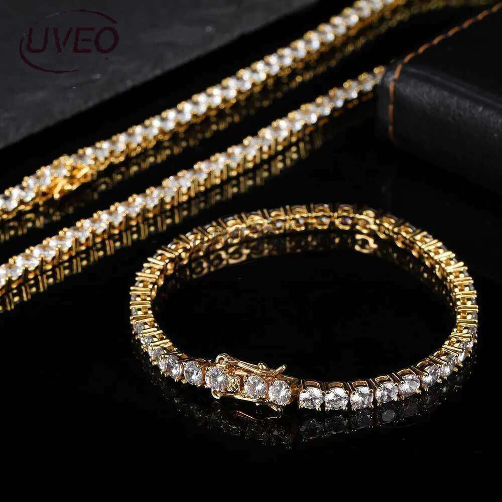 HipHop Jewelry ice out 3mm 4mm 5mm 6mm sterg sier VVS Moissanite Dia Tennis k Chain Bracelet Necklaces