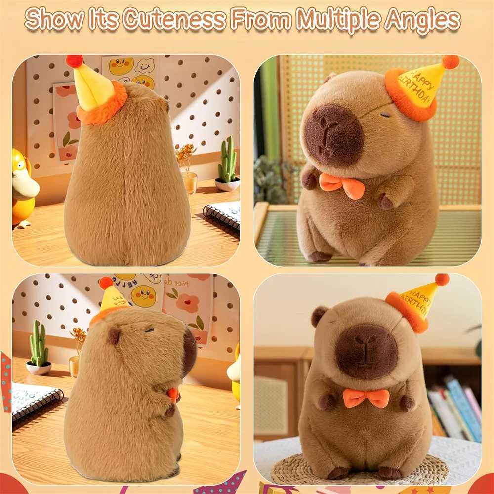 Cute Happy Birthday Capybara Plush Soft Capybara Stuffed Animal Soft Stuffed Toy Kawaii Birthday Gifts Party Decoration for Kids G251120