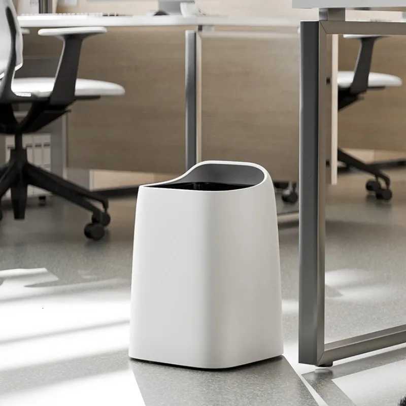 Advanced Uncovered Home Garbage Bin 10L Large Capacity Bedroom Toilet Trash Can Creative Inclined Mouth Design 2 Layer Dustbin C251120