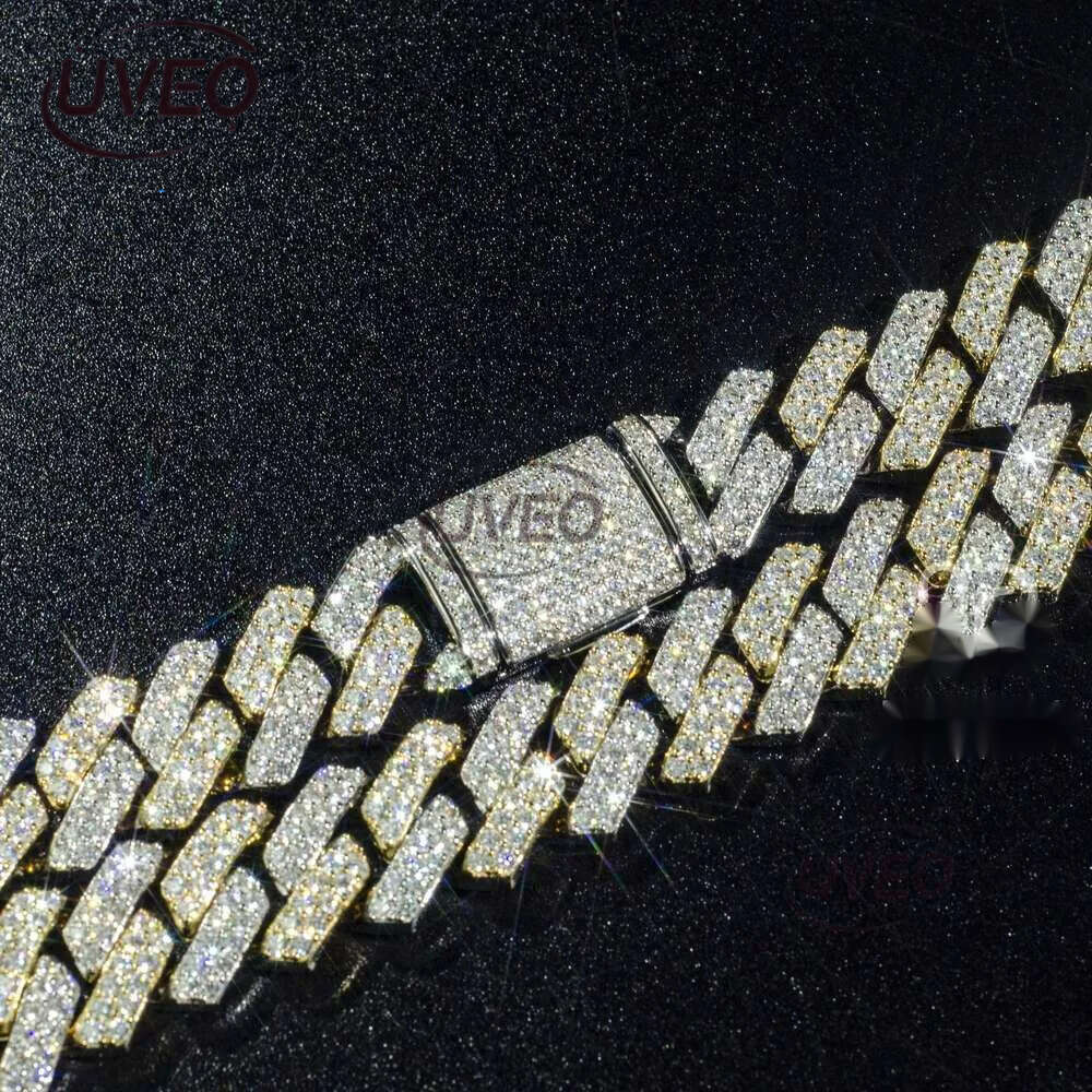 Custom Iced Out Sterg Pendant Moissanite Dia Designer Fashion Necklaces Sier Miami Cuban Chain GRA 14mm 2 Rows Gold Hip Hop Necklace Jewelry for Men
