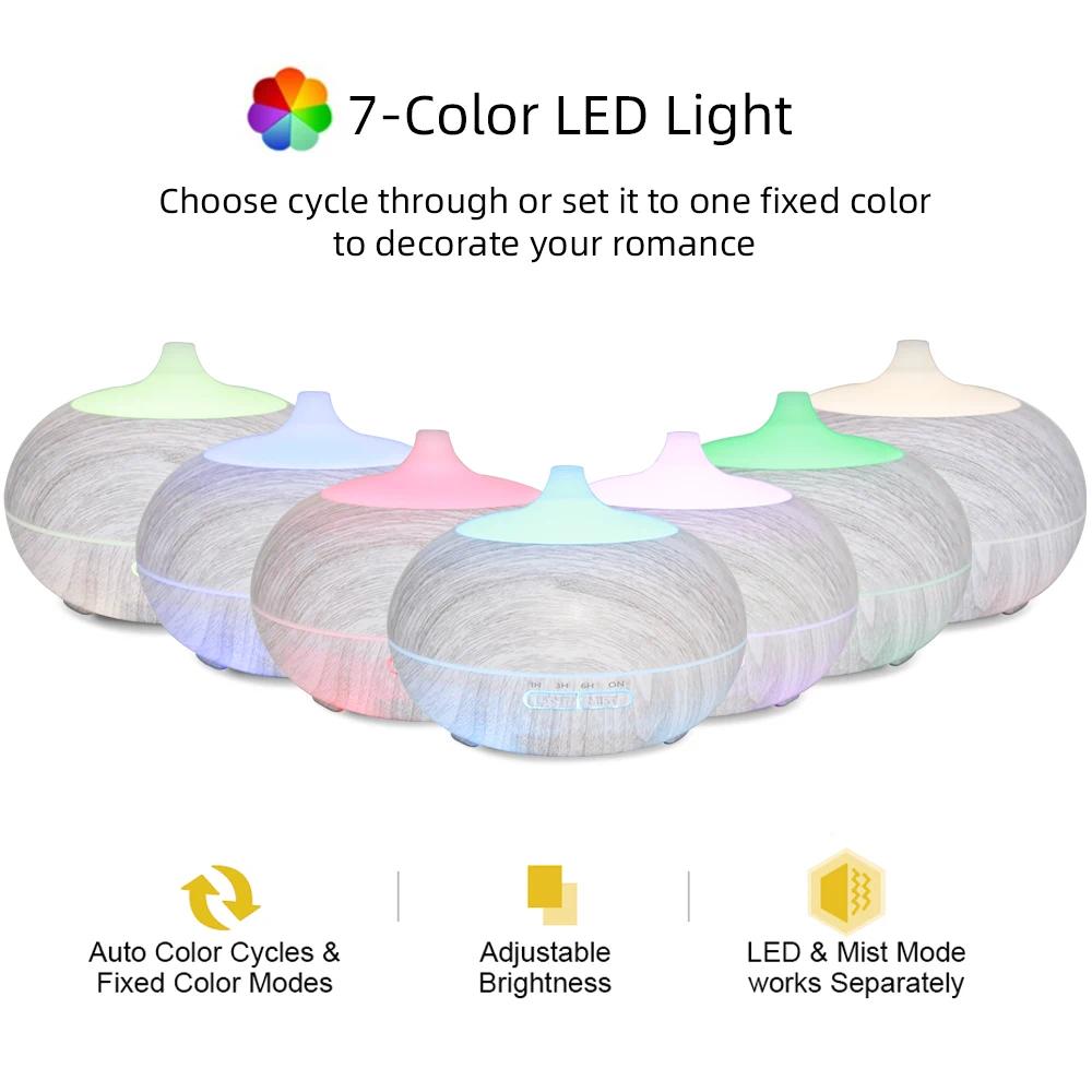 Relaxing Aromatherapy Diffuser for Home Office 550ml, Remote Control, 6 Oils, 7 LED Colors