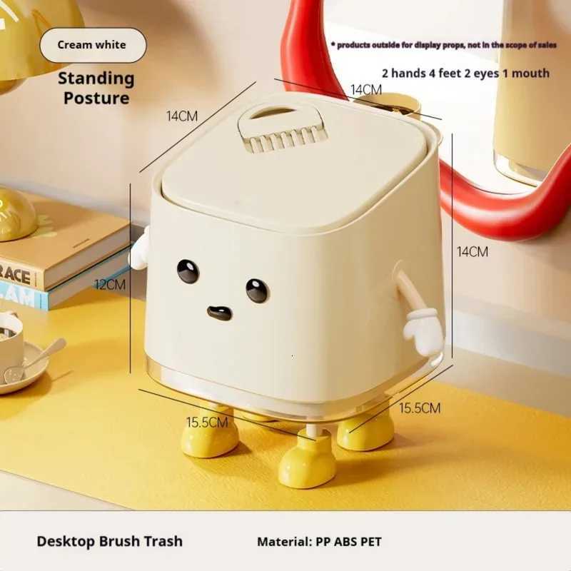Desktop Mini Trash Can Press To Open The Cover Plastic Trash Can Household Living Room Bedroom Rubbish Storage Bucket C251120